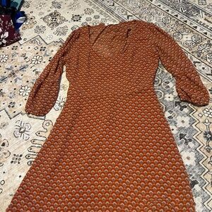 One Clothing Brown U-Neck Bishop Sleeve Sundress